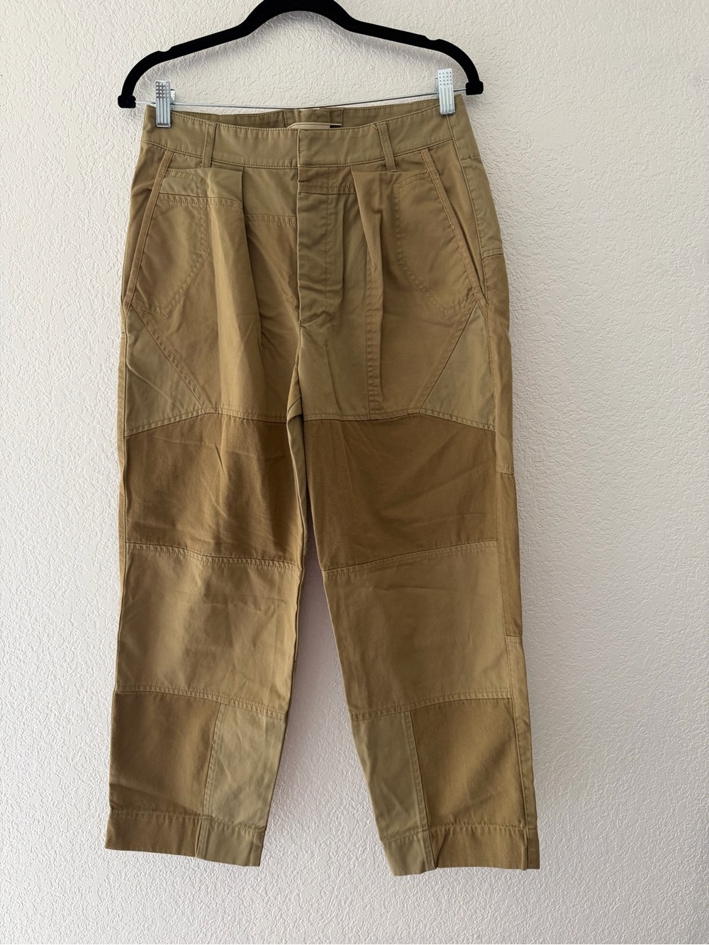 ZARA SRPLS Khaki Patchwork Barrel Trousers | Size Small - Picture 2 of 6